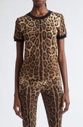 Dolce&Gabbana Leopard Jacquard Cotton Jersey T-Shirt