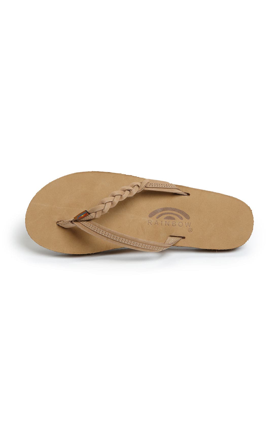 Rainbow<sup>®</sup> Rainbow 'Flirty' Braided Leather Flip Flop, Alternate, color, Sierra Brown
