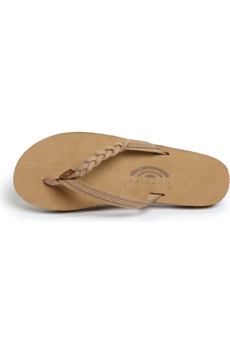 Rainbow<sup>®</sup> Rainbow 'Flirty' Braided Leather Flip Flop, Alternate, color, Sierra Brown