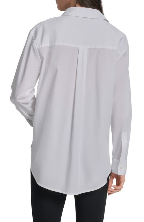 Dkny Skyline Pocket Oversize Long Sleeve Button-up Shirt In White
