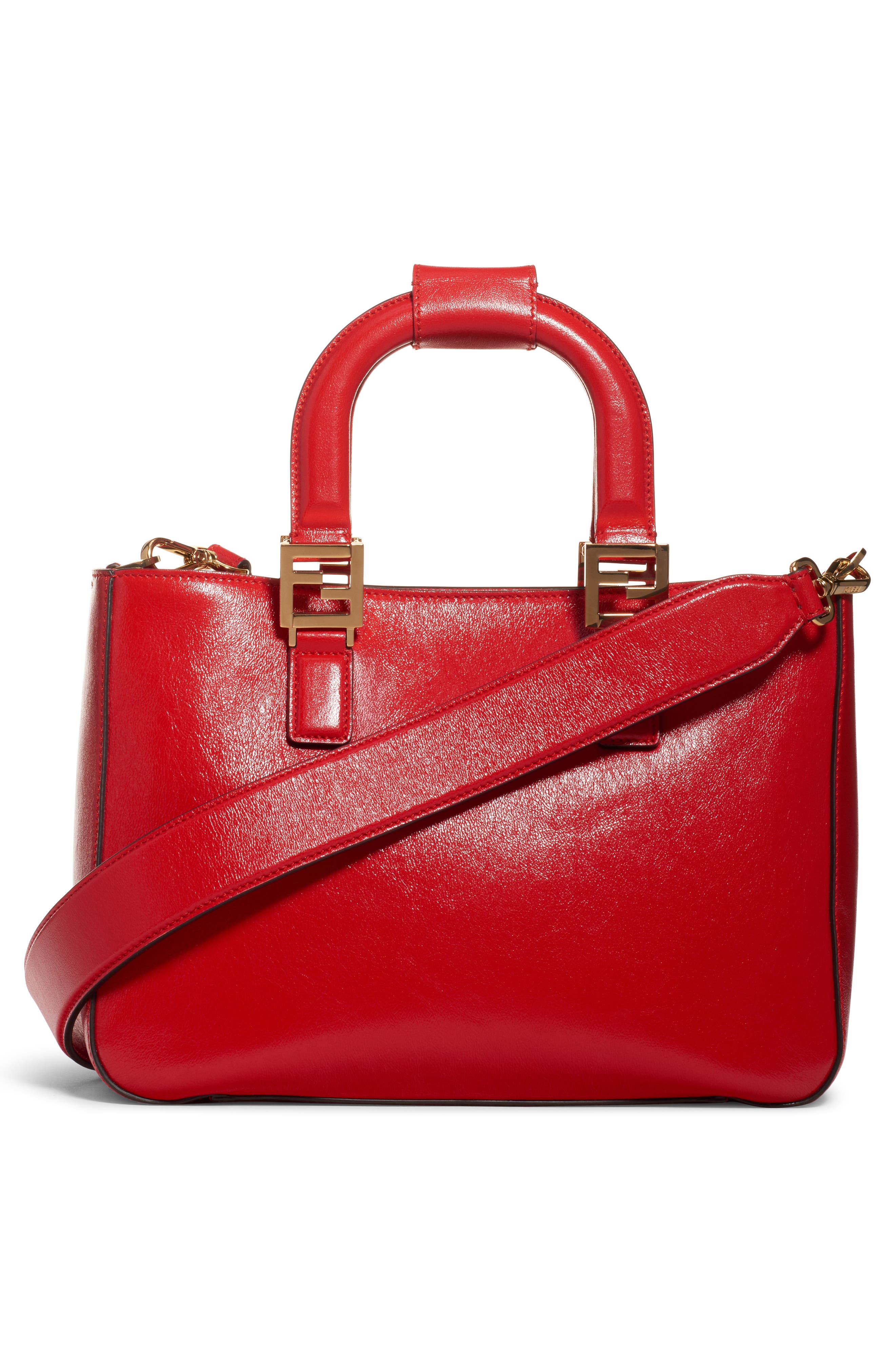 Fendi Small Glacier Top Handle Leather Tote, Alternate, color, 