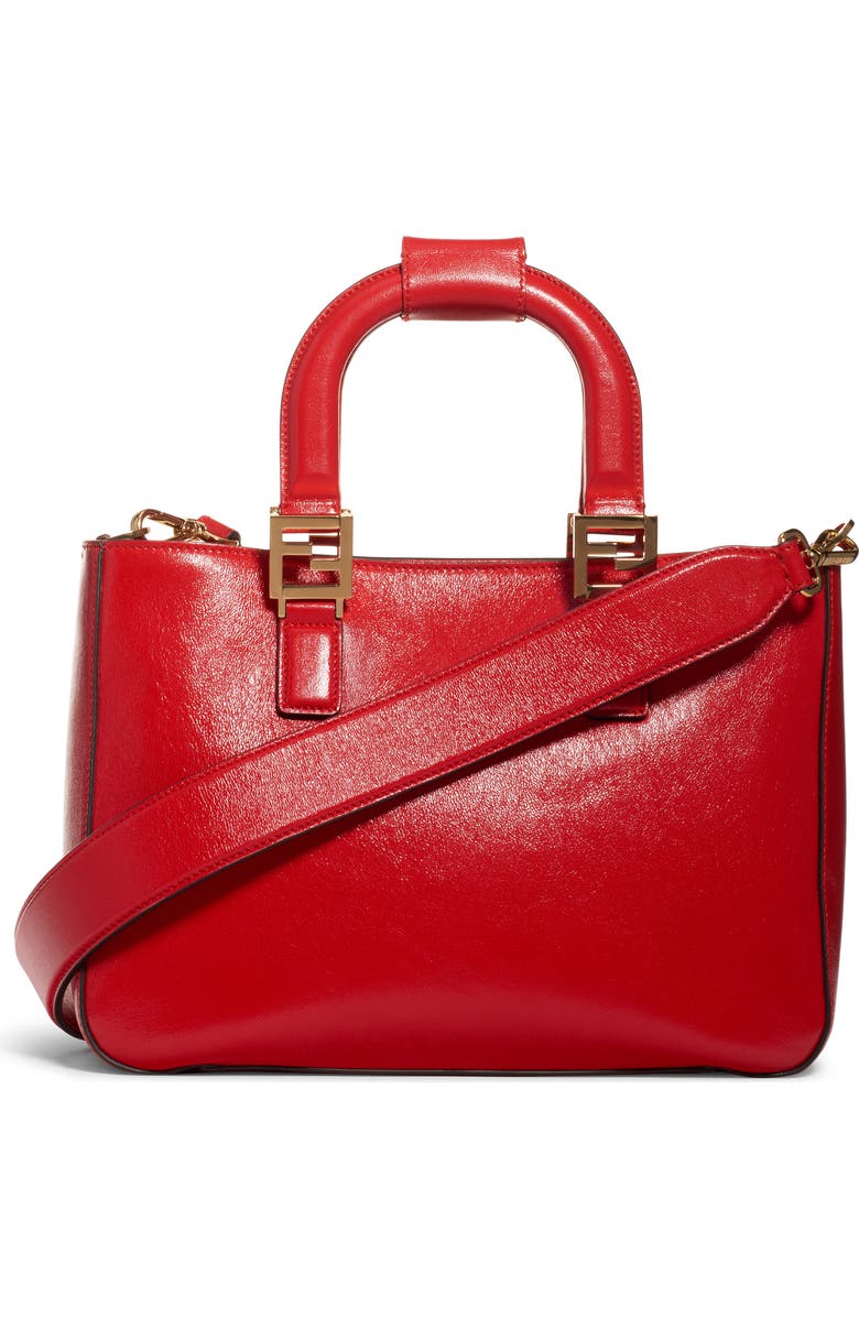 Fendi Small Glacier Top Handle Leather Tote, Alternate, color,