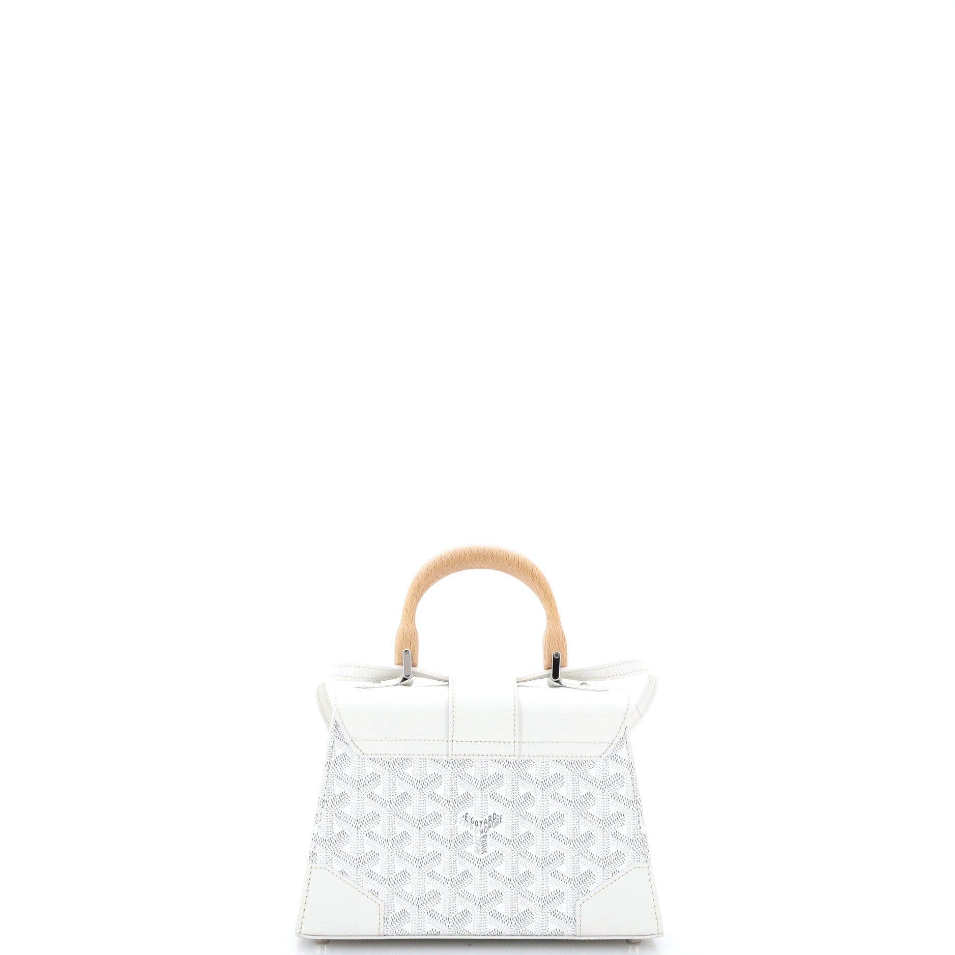 Structured Saigon Top Handle Bag Coated Canvas with Leather Mini, Alternate, color, White