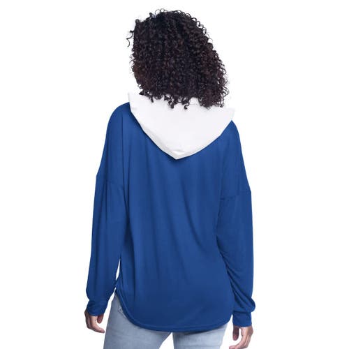 G-iii 4her By Carl Banks Blue New York Knicks Bench Player Oversized Long Sleeve Hooded Top In Blue