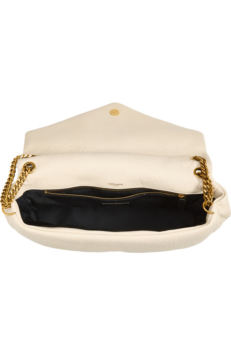 Saint Laurent Large Calypso Leather Shoulder Bag, Alternate, color, Crema Soft