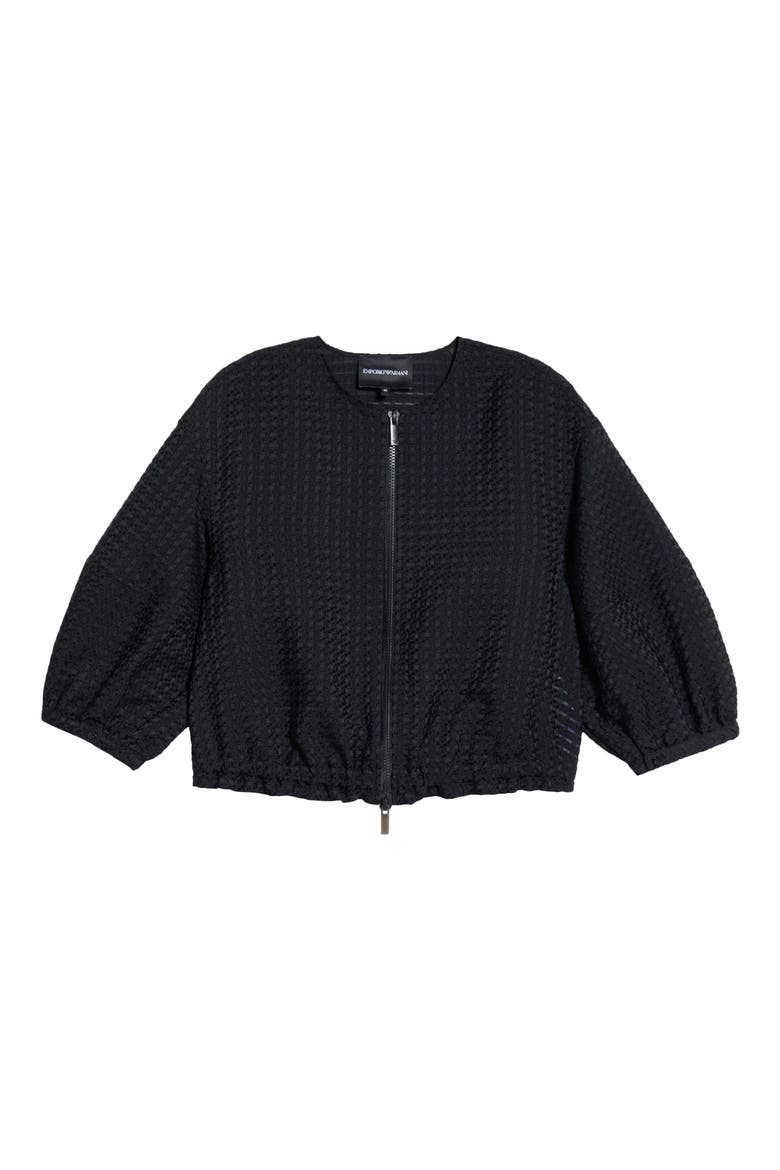 Vichy 3D Jacquard Zip Jacket, Main, color, SOLID BLACK