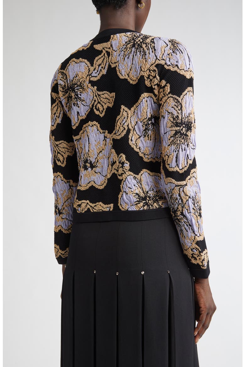 Floral Jacquard Cardigan, Alternate, color, BLACK/ HYDRANGEA MULTI