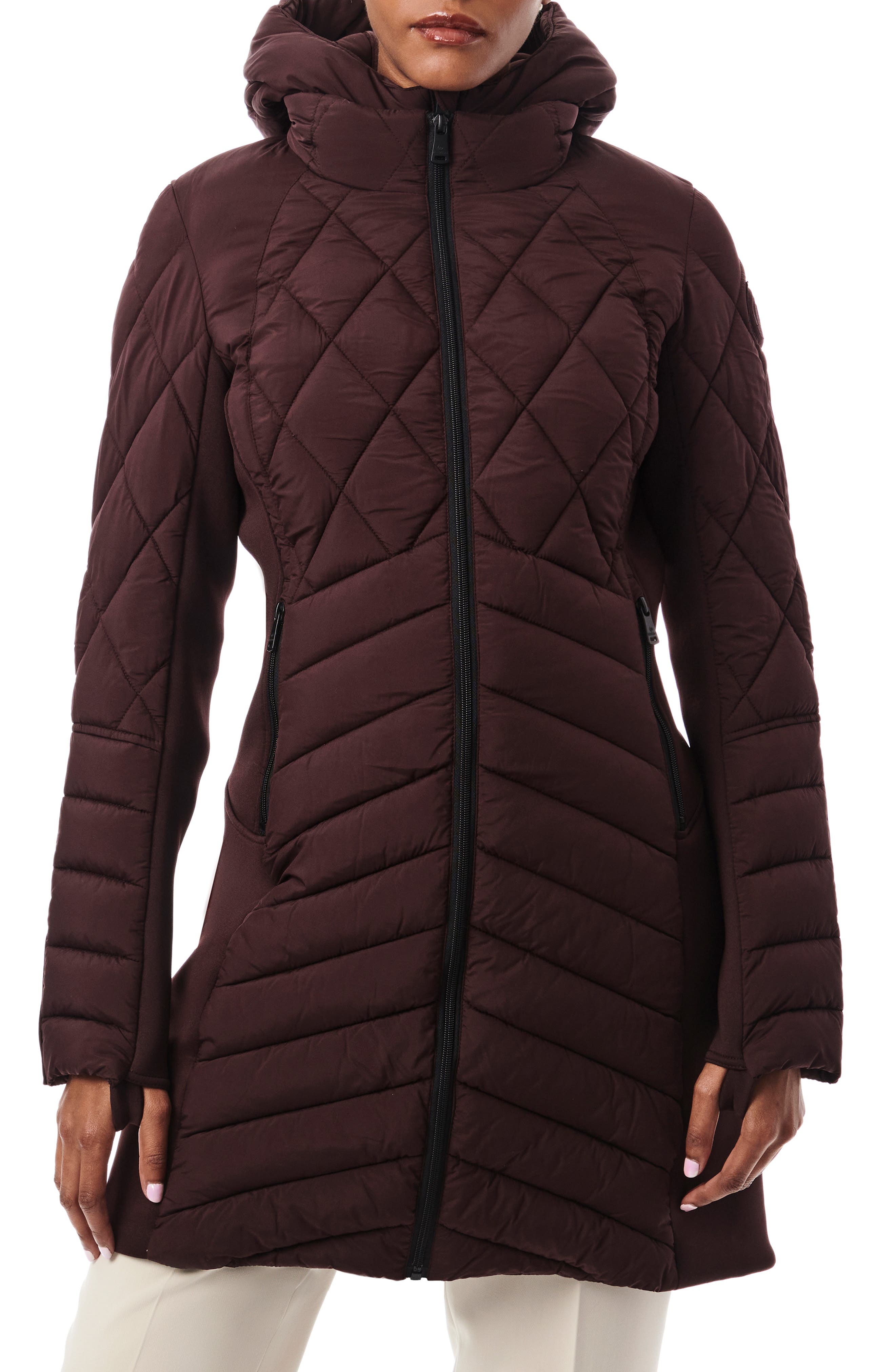 burgundy puffer coat