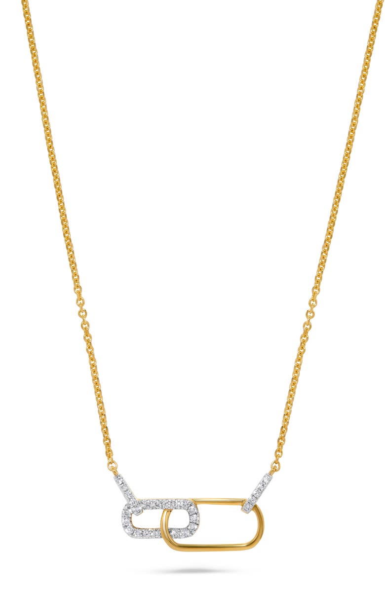 H.J. Namdar 14K Gold Diamond Interlocking Paper Clip Link Pendant Necklace, Main, color, Yellow Gold