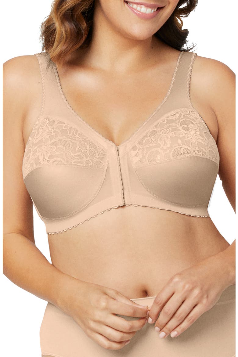 MagicLift® Front Close Support Bra, Main, color, BEIGE