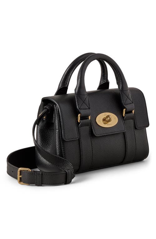 Mulberry Mini Bayswater Grained Leather Handbag In Black