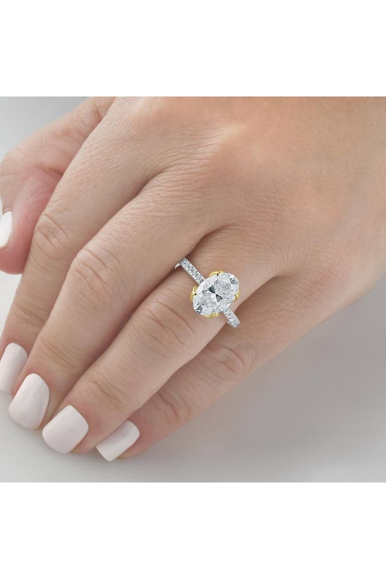 Certified 3 1/2Ct Oval Diamond Mia Engagement Ring Lab Grown Hidden Halo, Alternate, color, 10k White Gold
