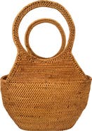 PINK HALEY Lora Rattan Beach Tote