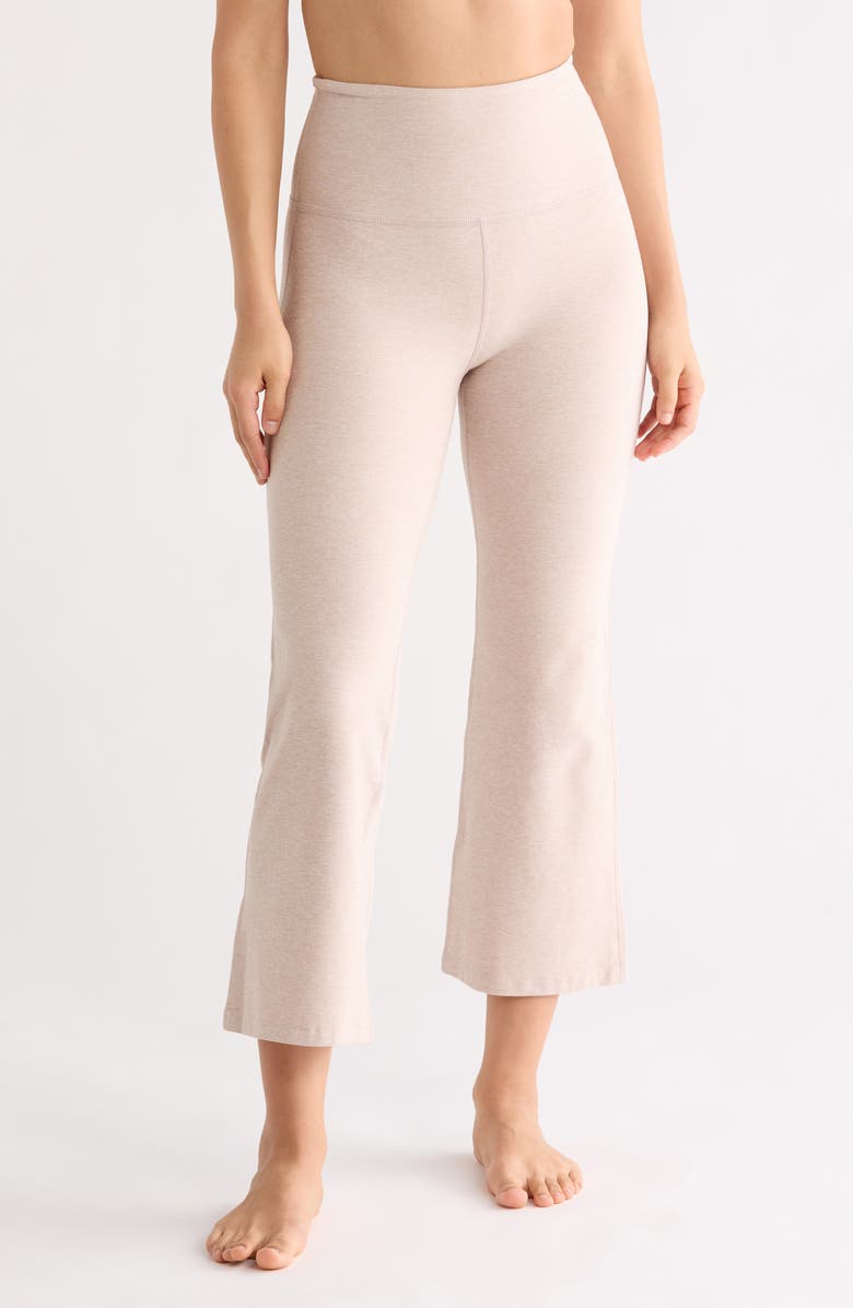 Beyond Yoga Space Dye High Waist Retro Crop Flare Pants, Main, color, Sand Swept Heather