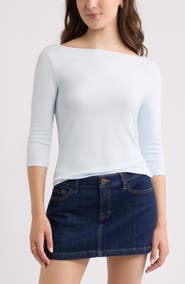 BP. Boat Neck Three-Quarter Sleeve Top