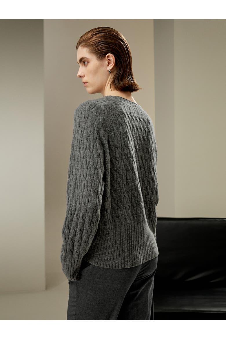 Women's Baby Cashmere Cable-knit Sweater, Alternate, color, Medium Gray