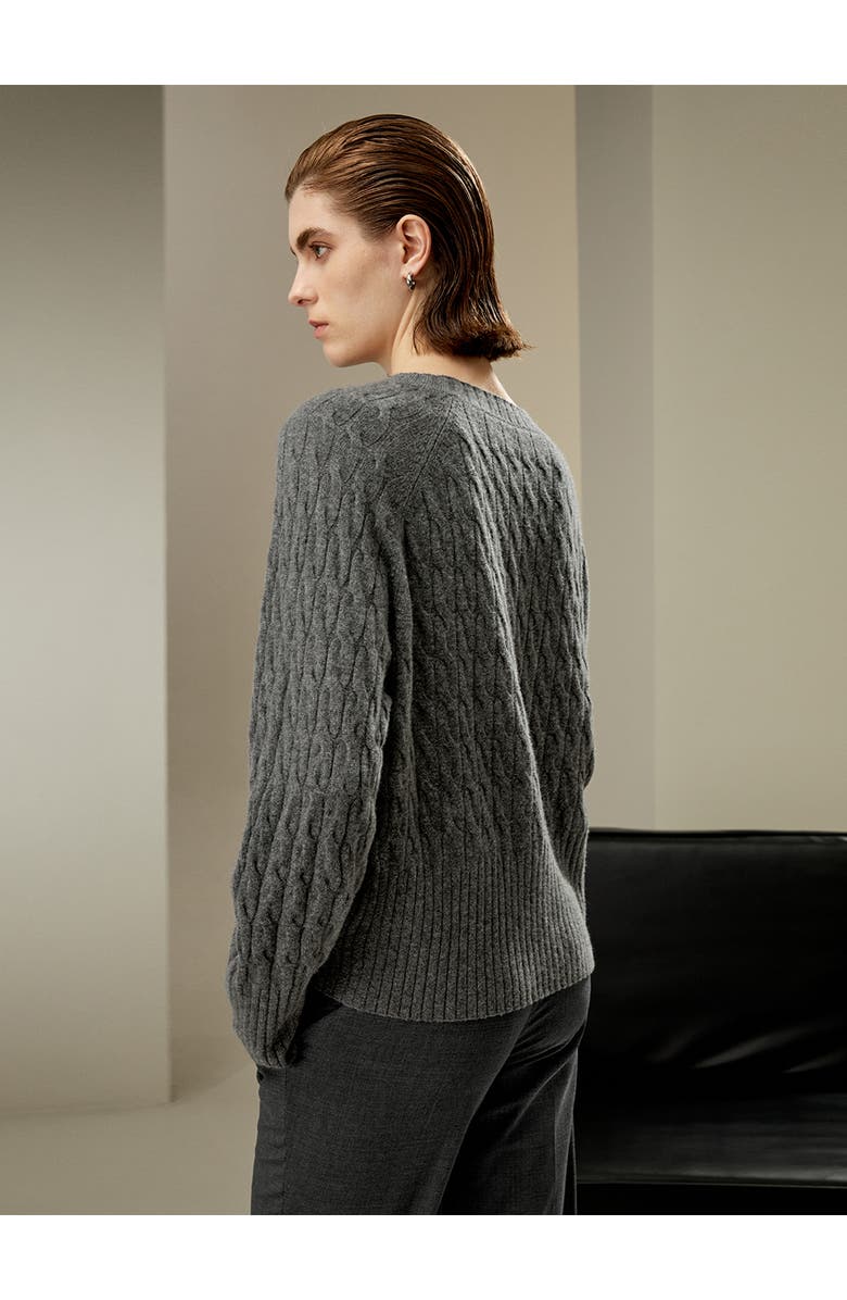 Lilysilk Women's Baby Cashmere Cable-knit Sweater, Alternate, color, Medium Gray