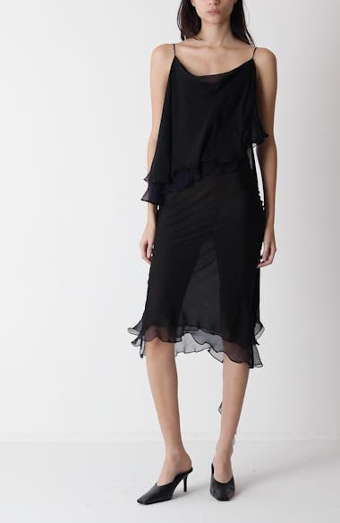 little Suzie Asymmetry Layerd Dress ls046 M Dark green