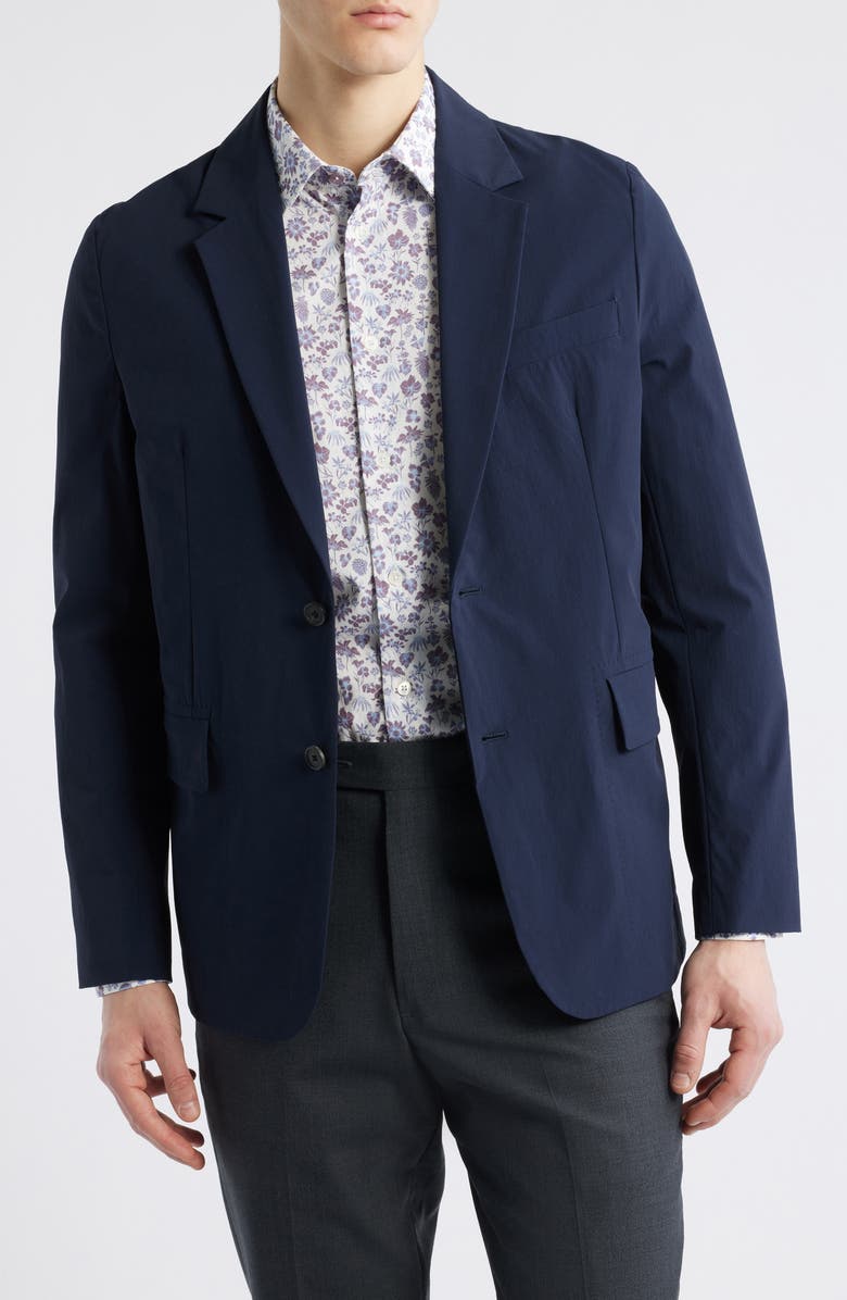 Paul Smith London Solid Navy Water Repellent Stretch Nylon Sport Coat, Main, color, Navy