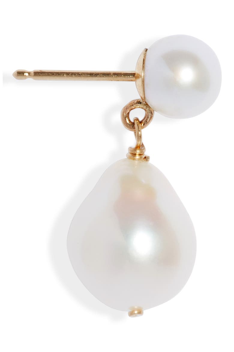 Pearl Drop Earrings, Alternate, color, YELLOW GOLD
