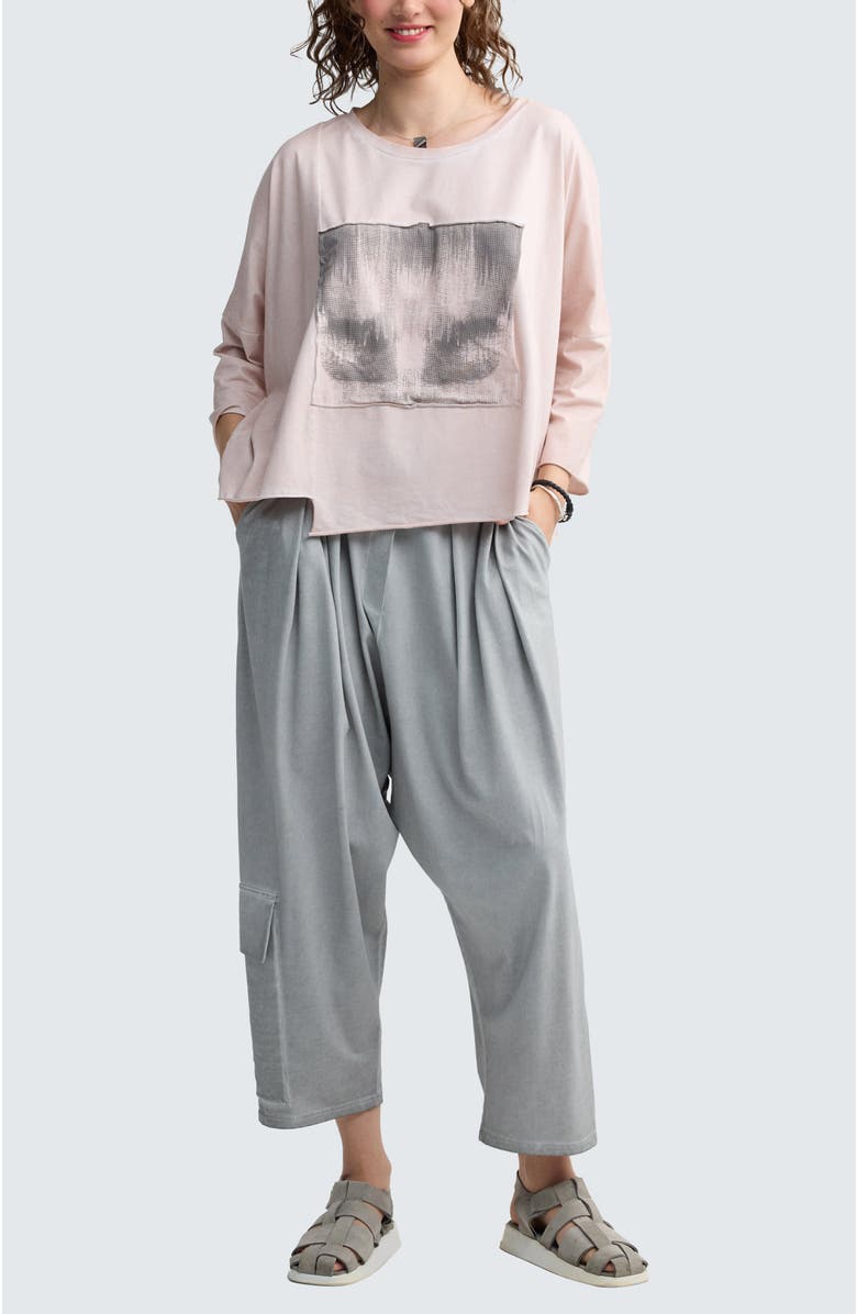 LUUKAA Rowena Two-Tone Patch Pocket Top, Alternate, color, Rose Quartz-Ash