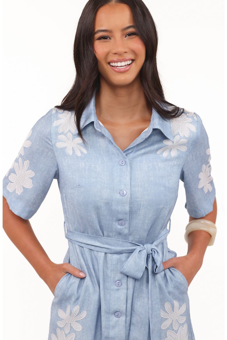 Connie Linen Blend Belted Shirtdress, Alternate, color, BLUE