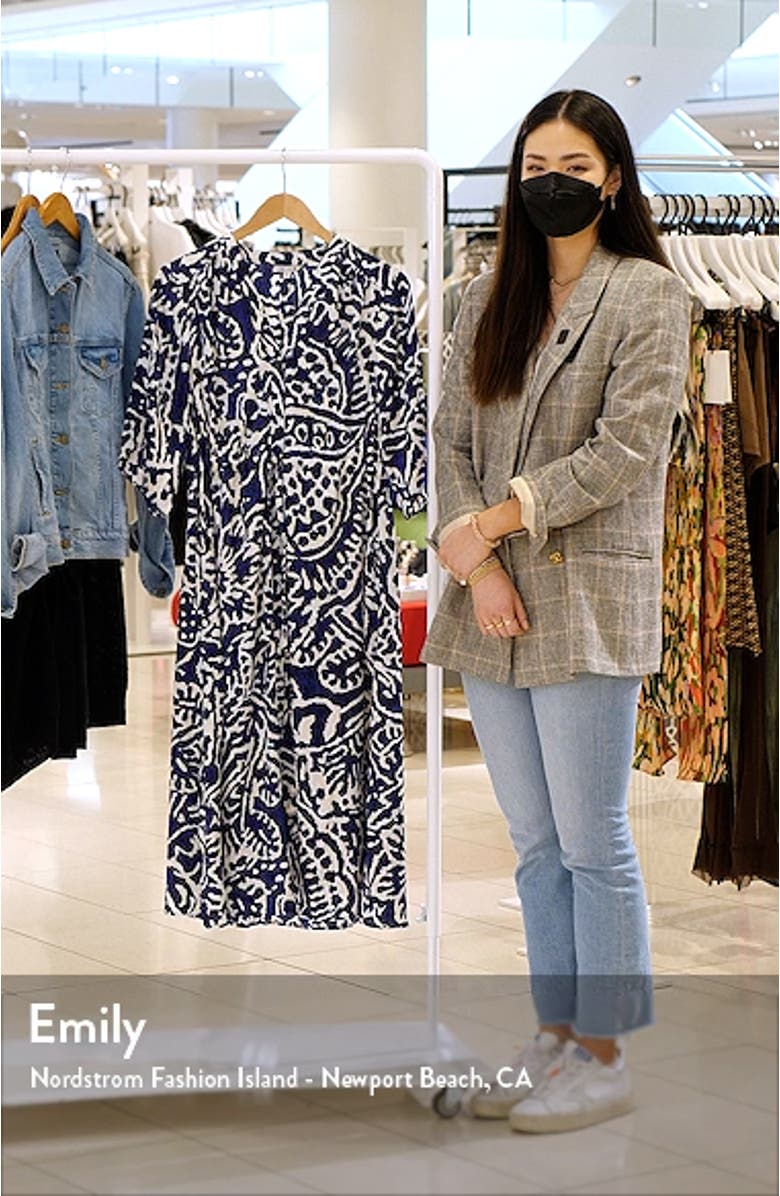 Indigo Stamp Print Shirtdress, sales video thumbnail