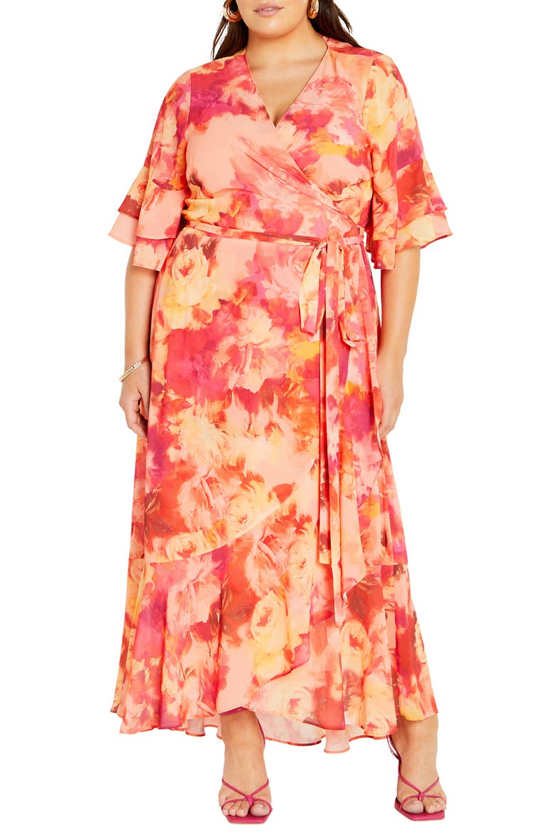 Sierra Wrap Maxi Dress, Main, color, PRINT