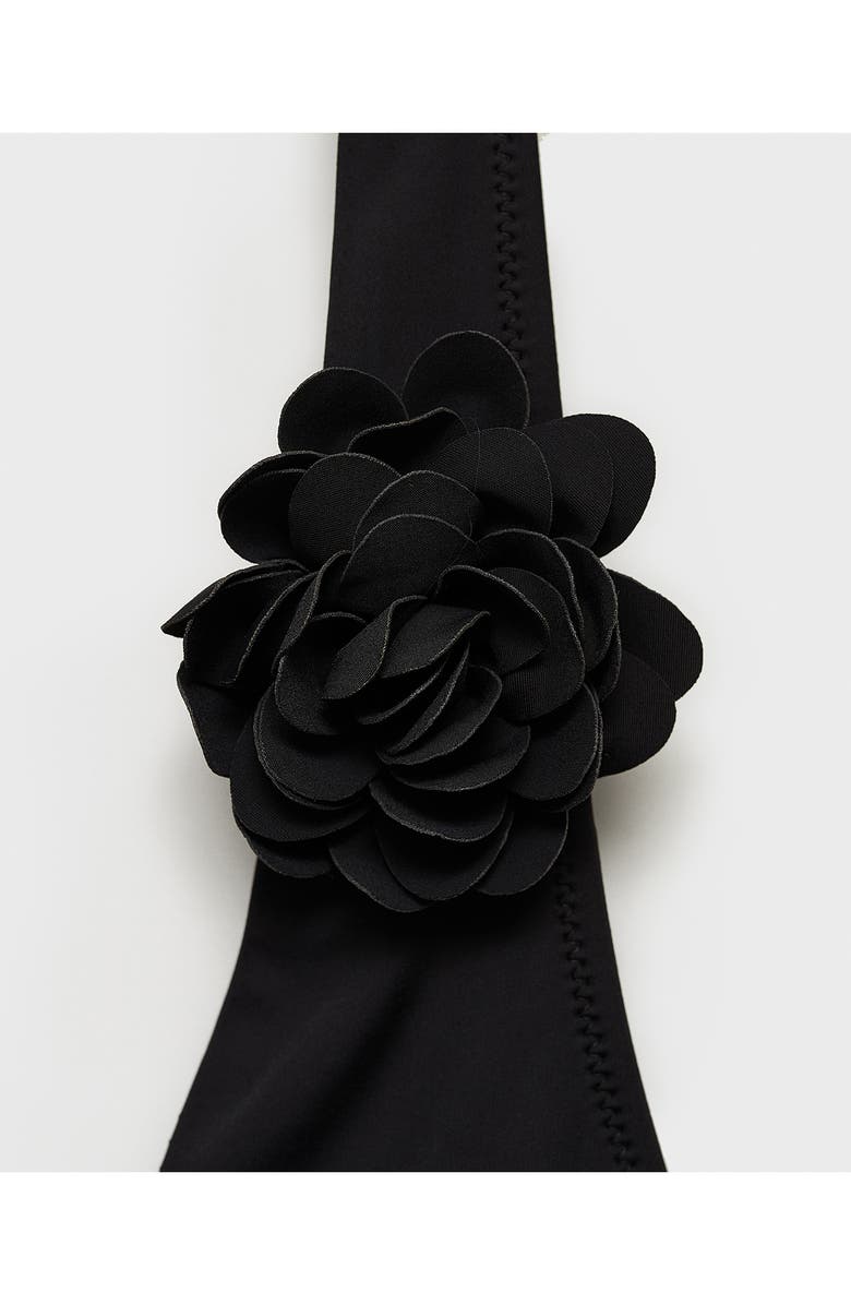 MANGO Flower Detail Halter One-Piece Swimsuit, Alternate, color, 