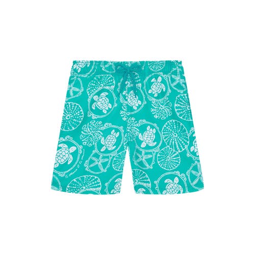 Vilebrequin Kids' Oursins Bicolor Swim Shorts In Vert Disco