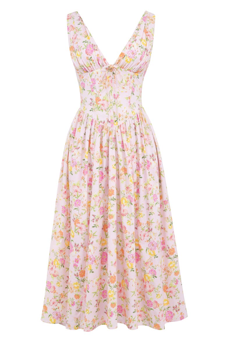 Emmelina Sleeveless Stretch Poplin Midi Dress, Alternate, color, PINK FLORAL PRINT