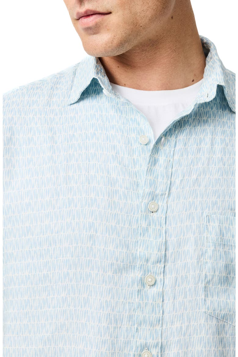 Glenene Sports Fit Microprint Short Sleeve Linen Button-Up Shirt, Alternate, color, DUSK