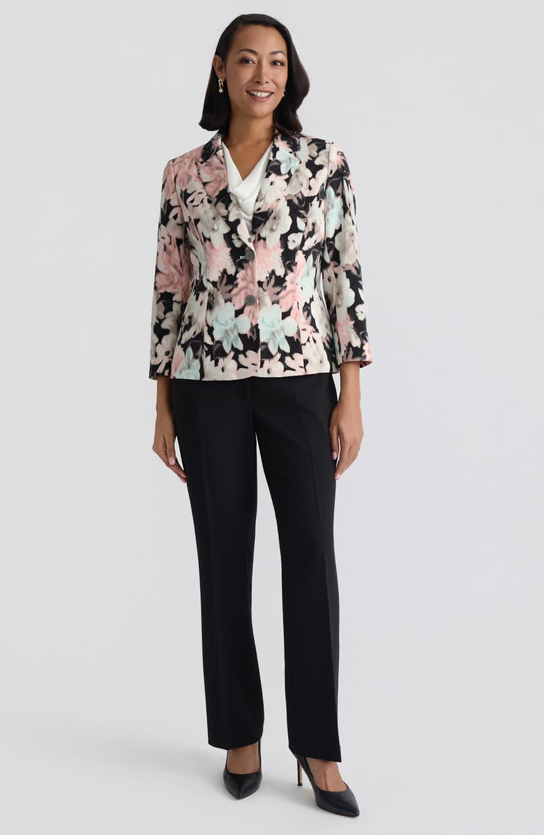 KASPER Floral Print Two-Button Blazer, Alternate, color, Black Multi