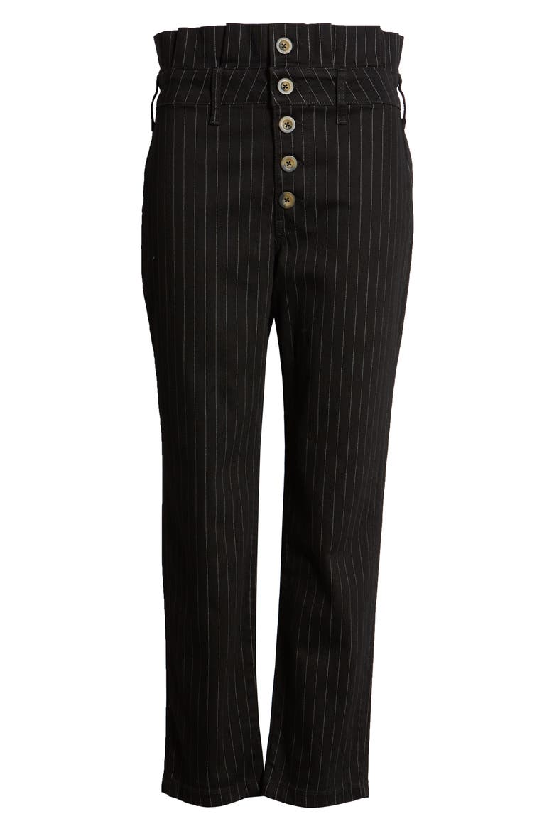Montella Pinstripe Crop Skinny Pants, Alternate, color, BLACK