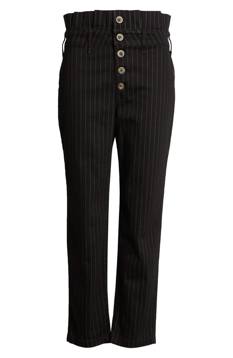 Free People Montella Pinstripe Crop Skinny Pants, Alternate, color, Black