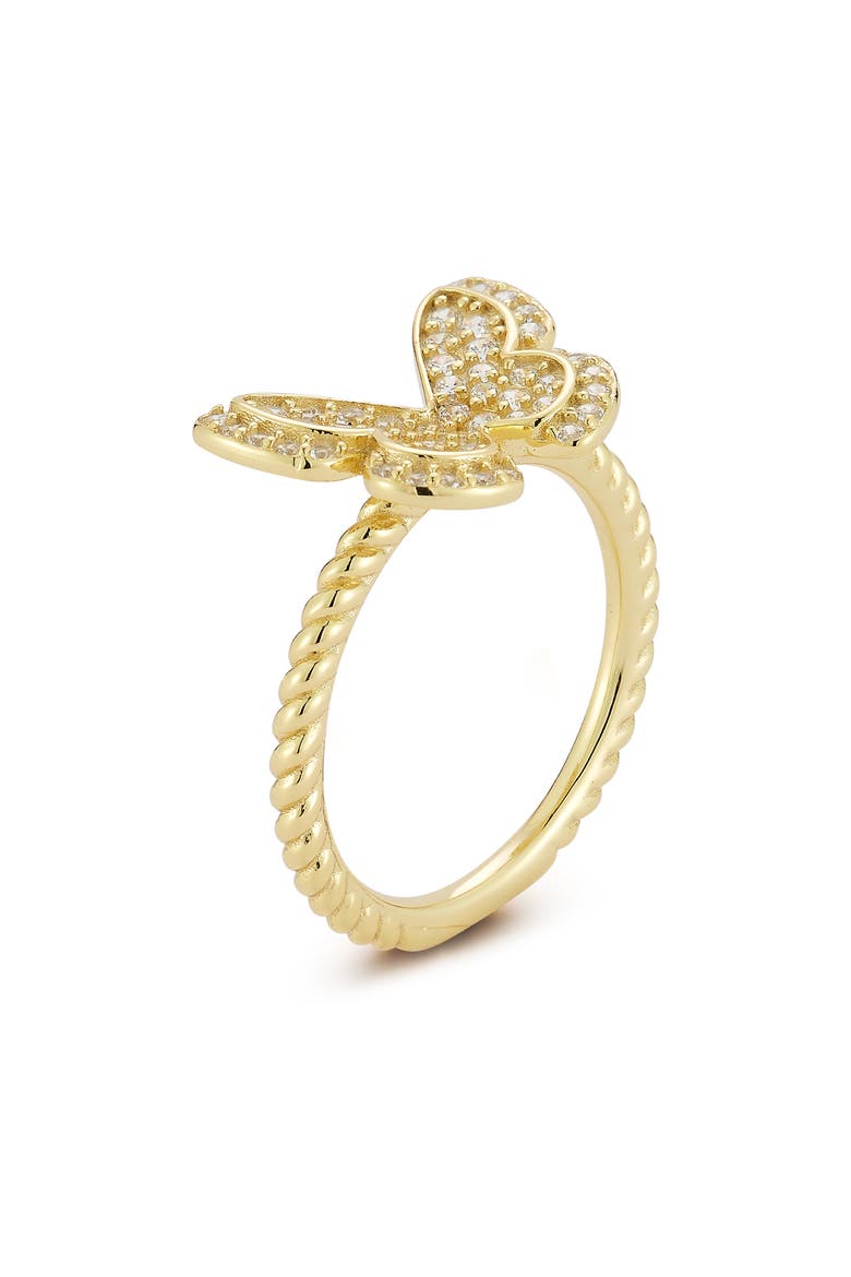 Pavé Butterfly Ring, Alternate, color, GOLD