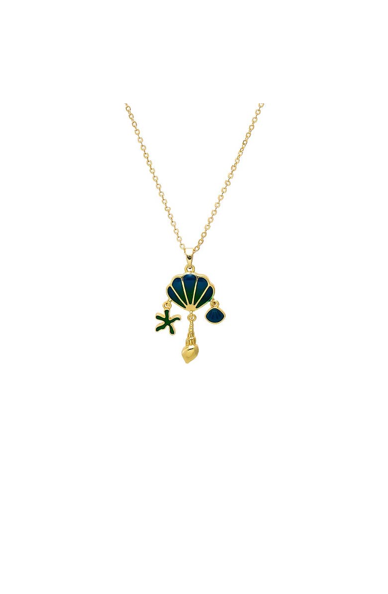 BY ADINA EDEN Enamel Seashell Charm Pendant Necklace, Main, color, Multi Color