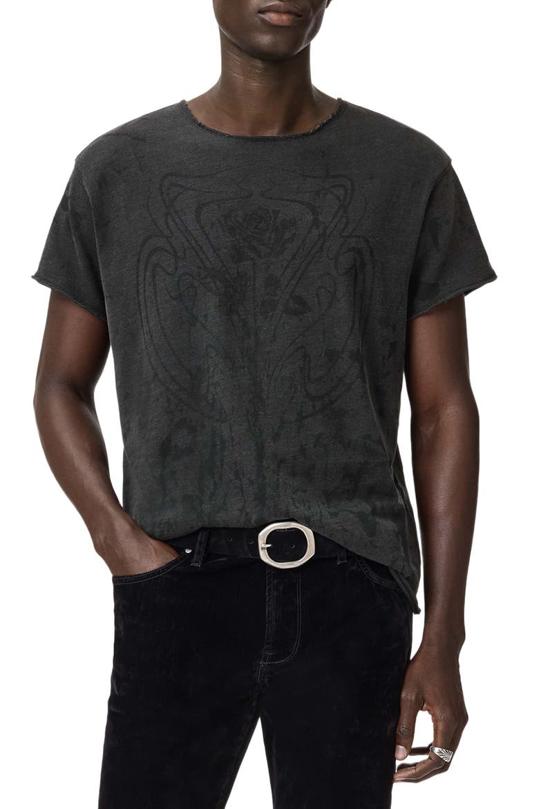 Relaxed Fit Raw Edge Organic Cotton T-Shirt, Main, color, CHARCOAL