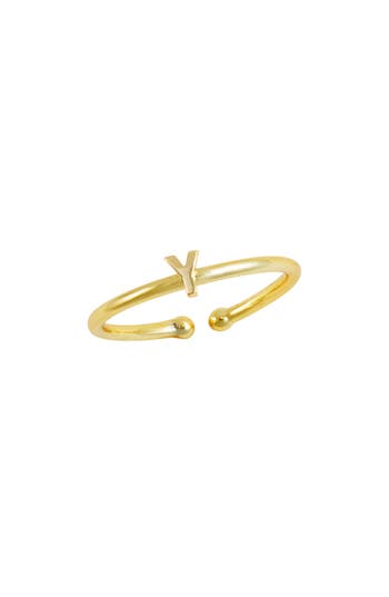 Savvy Cie Jewels 18k Yellow Gold Plated Initial Ring In Gold Y