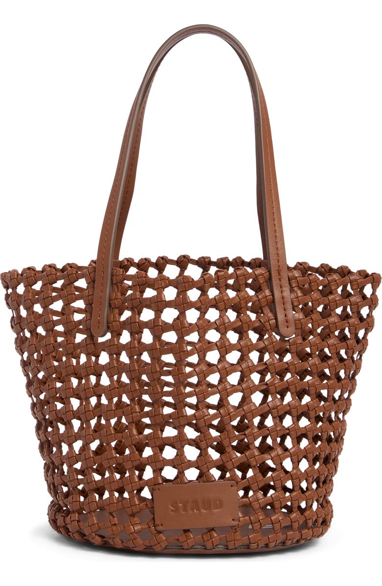 STAUD Caro Leather Bucket Bag, Alternate, color, Tan