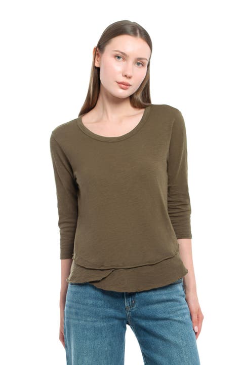 Shrunken Crew 3/4 Sleeve Mock Layer Tee