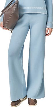 English Factory Stitch Detail Wide Leg Knit Pants