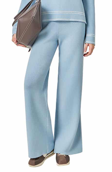 Stitch Detail Wide Leg Knit Pants