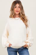 PinkBlush Balloon Sleeve Boat Neck Knit Sweater