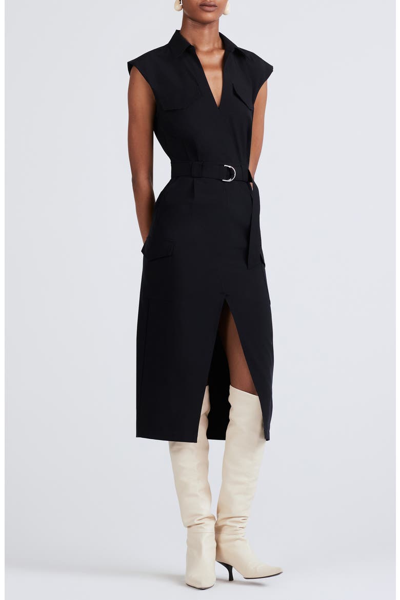 Lucy Belted Utility Shirtdress, Main, color, BLACK
