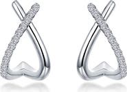 Lafonn Crisscross Heart Simulated Diamond Hoop Earrings