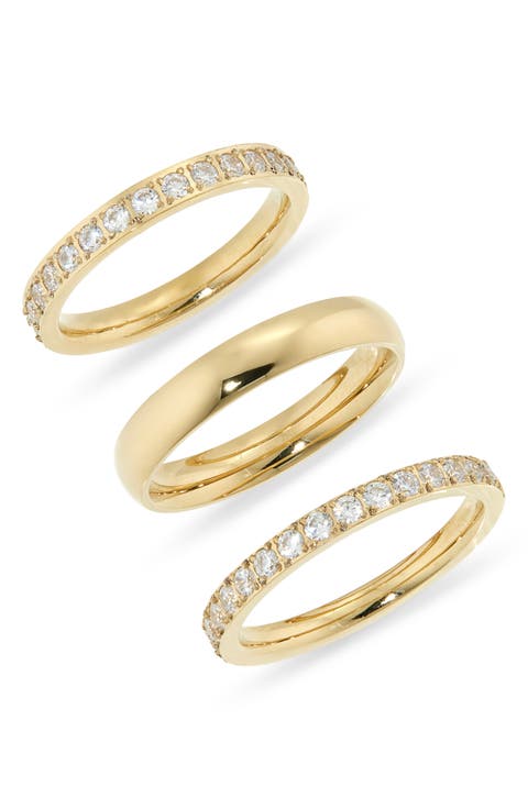 Set of 3 Waterproof Cubic Zirconia Stackable Rings