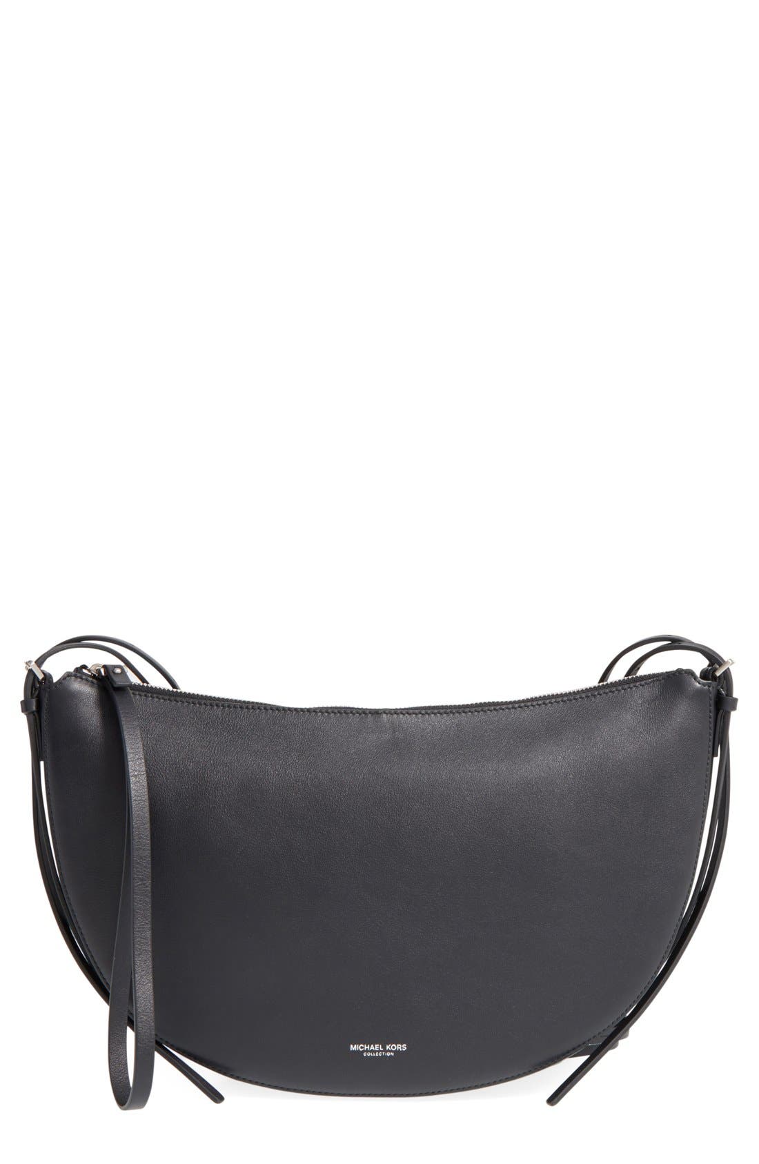 'Medium Sedona' Leather Shoulder Bag, Main, color, BLACK