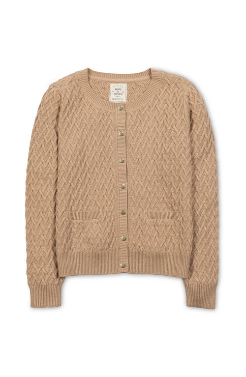 Hope & Henry Organic Herringbone Stitch Cardigan Sweater In Brown