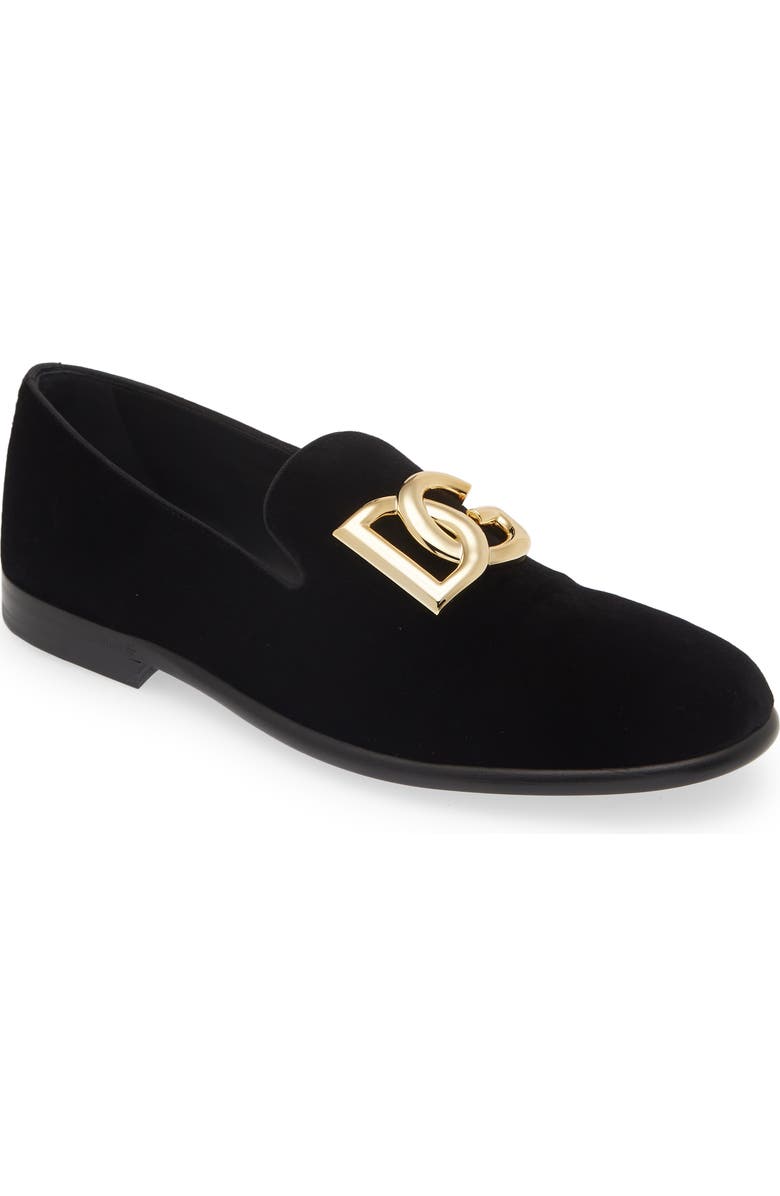 Dolce&Gabbana Leonardo Velvet Loafer, Main, color, 80999 Black
